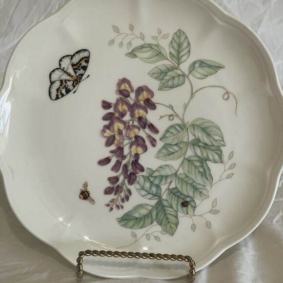 Lenox Butterfly Meadow Eastern Tailed Blue Luncheon Plate 9 inch Scalloped Rim - Picture 2 of 7